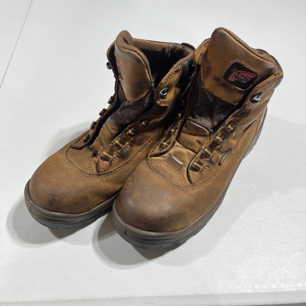 Red Wing King Toe Brown Leather Waterproof Safety Toe Work Boots Womens 9.5